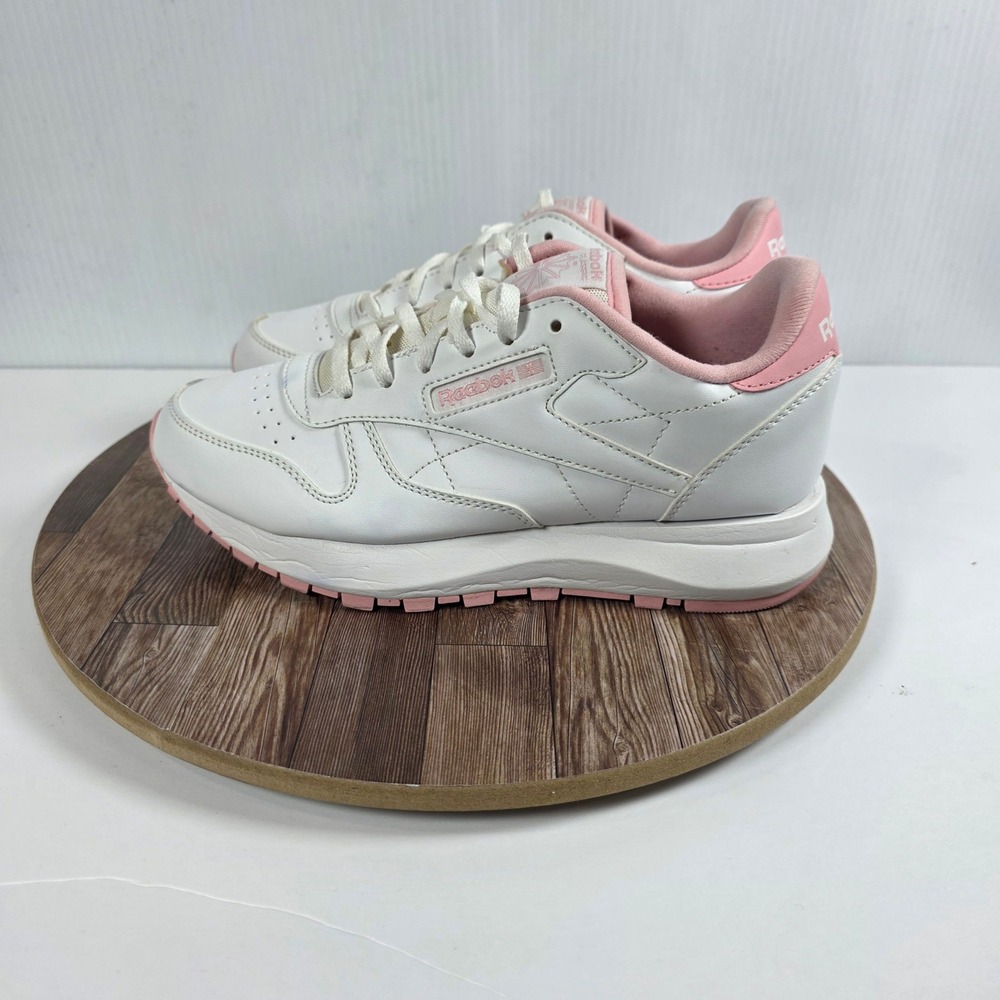 Reebok Classic Shoes Women Size 6 White Pink Leather Casual Athletic Sneakers